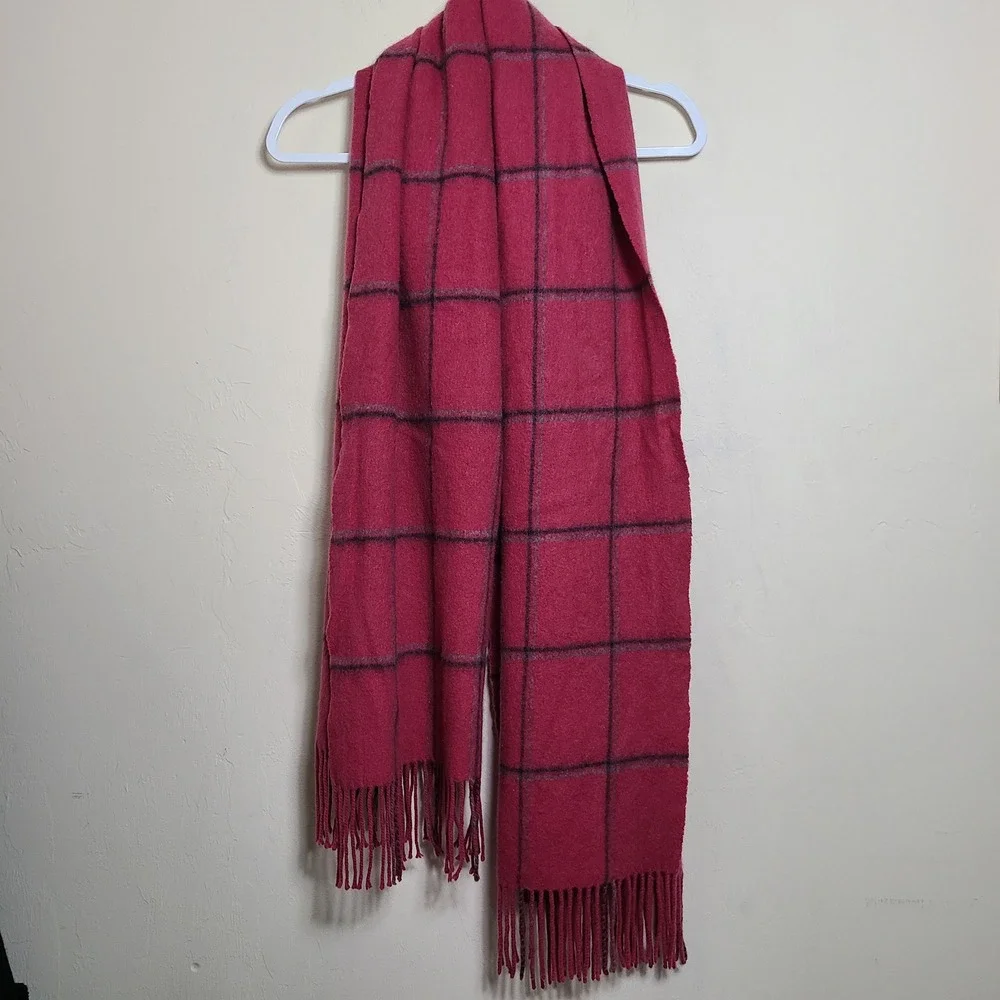 Dark Muave Pink Large Scarf Soft‎ Plaid Fringe Gray Winter Coquette Barbie